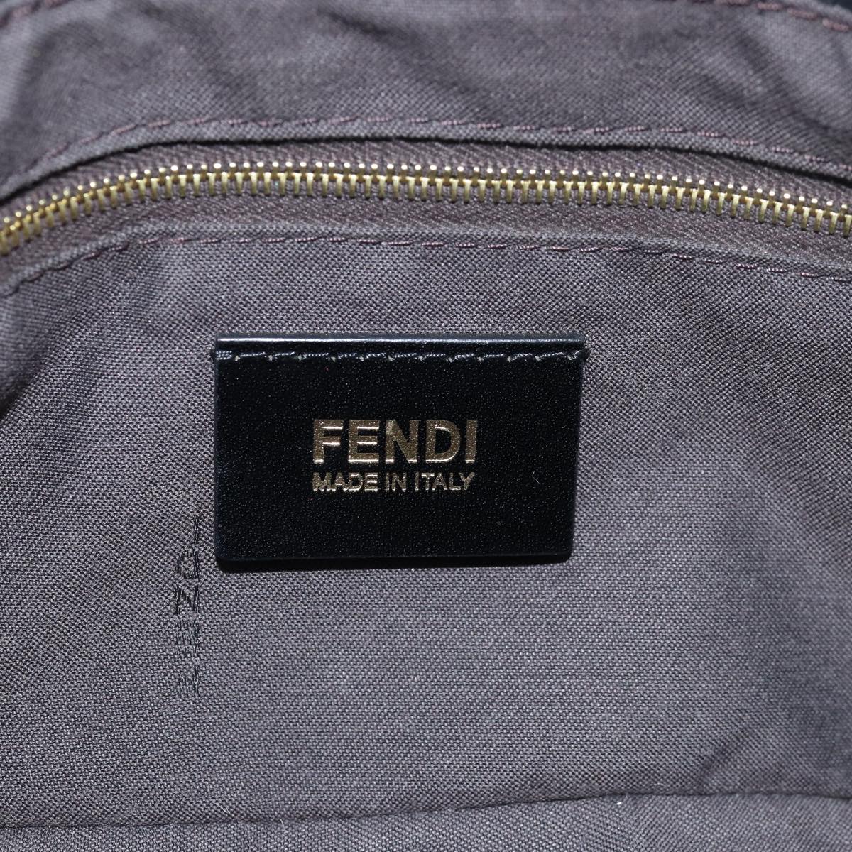 FENDI Zucchino Canvas Mamma Baguette Shoulder Bag Black Auth yk13228A