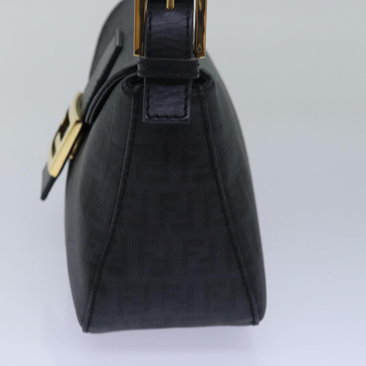 FENDI Zucchino Canvas Mamma Baguette Shoulder Bag Black Auth yk13228A