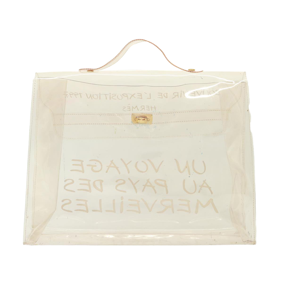 HERMES Vinyl Kelly Hand Bag Vinyl Clear Auth yk13230 - 0