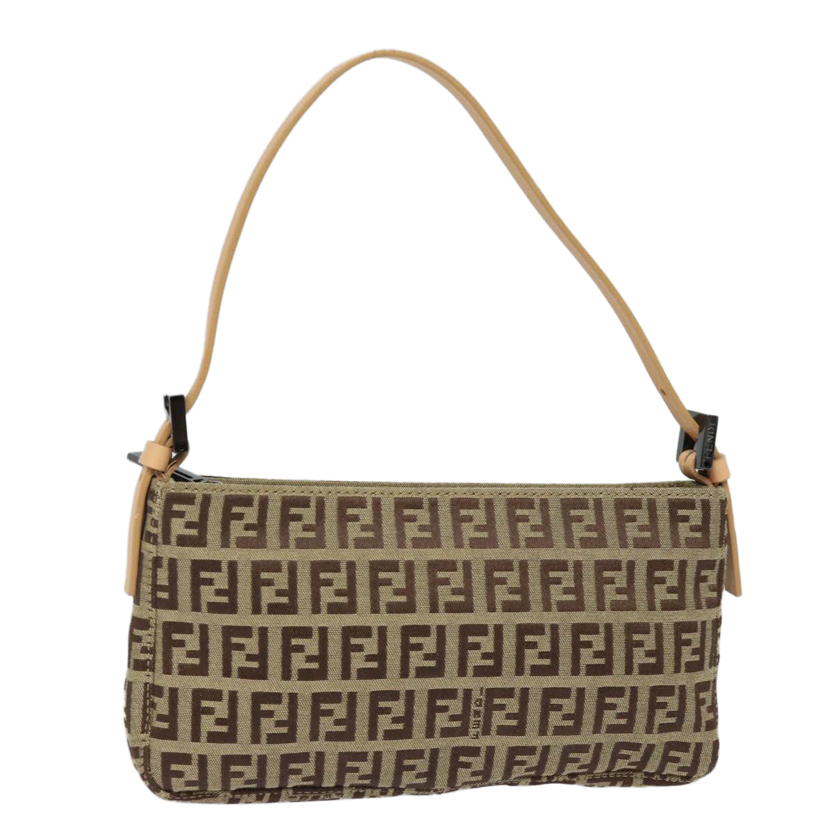 FENDI Zucchino Canvas Accessory Pouch Beige Auth yk13253