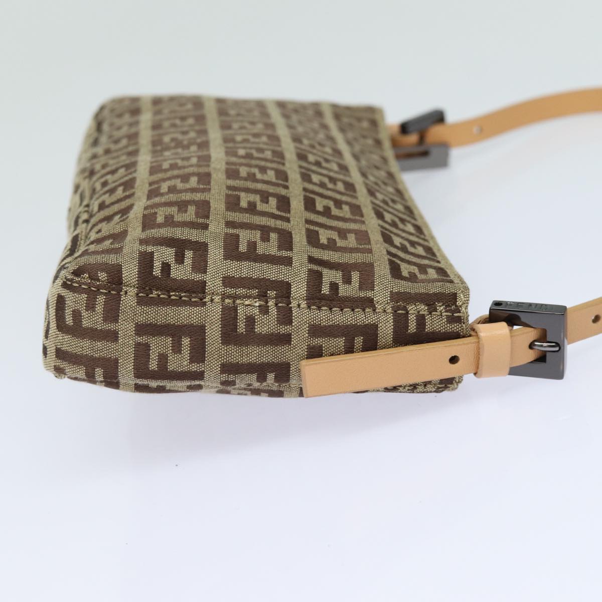 FENDI Zucchino Canvas Accessory Pouch Beige Auth yk13253