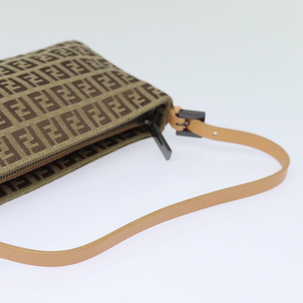 FENDI Zucchino Canvas Accessory Pouch Beige Auth yk13253