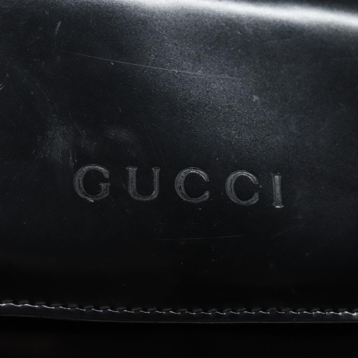 GUCCI Shoulder Bag Leather Black Auth yk13258