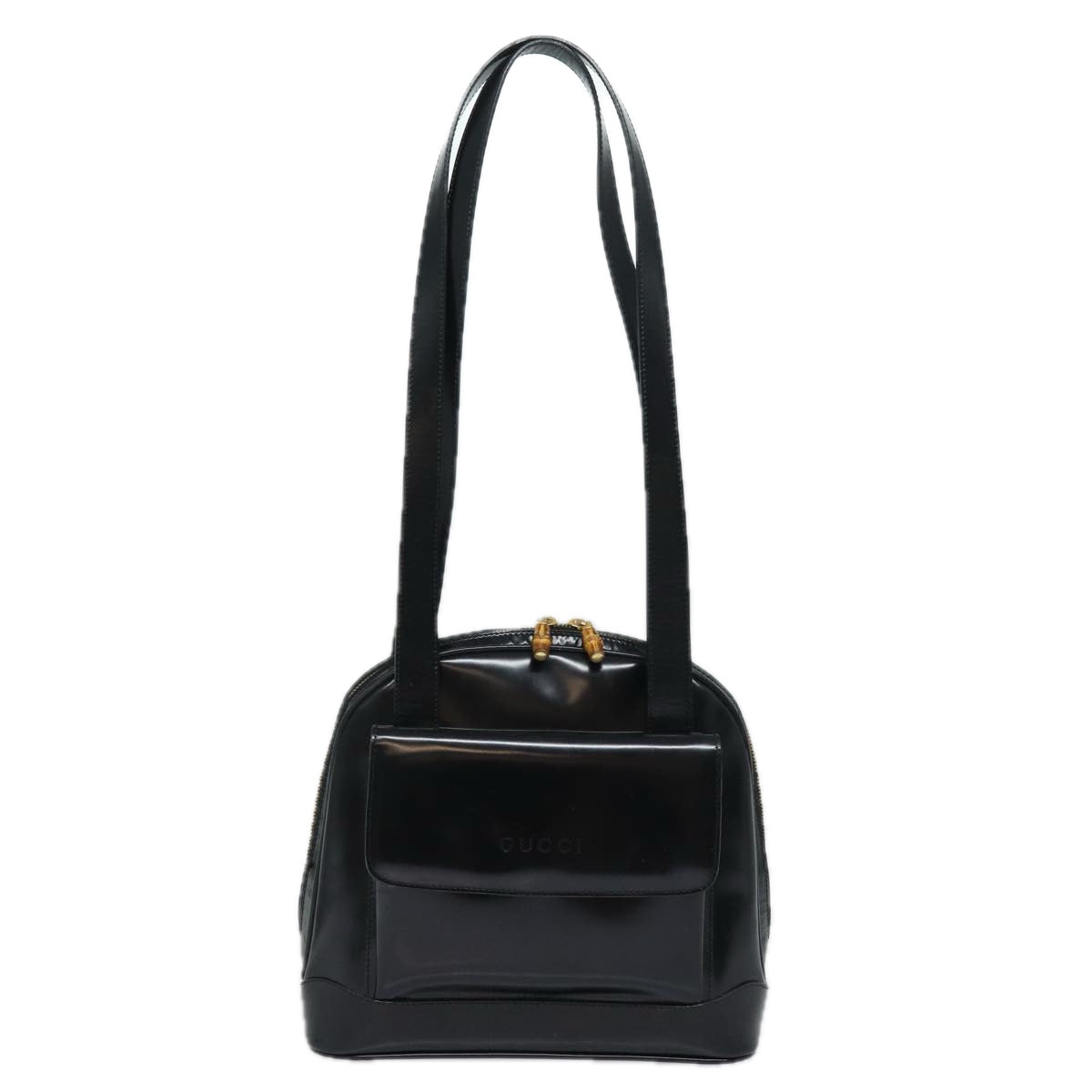 GUCCI Shoulder Bag Leather Black Auth yk13258