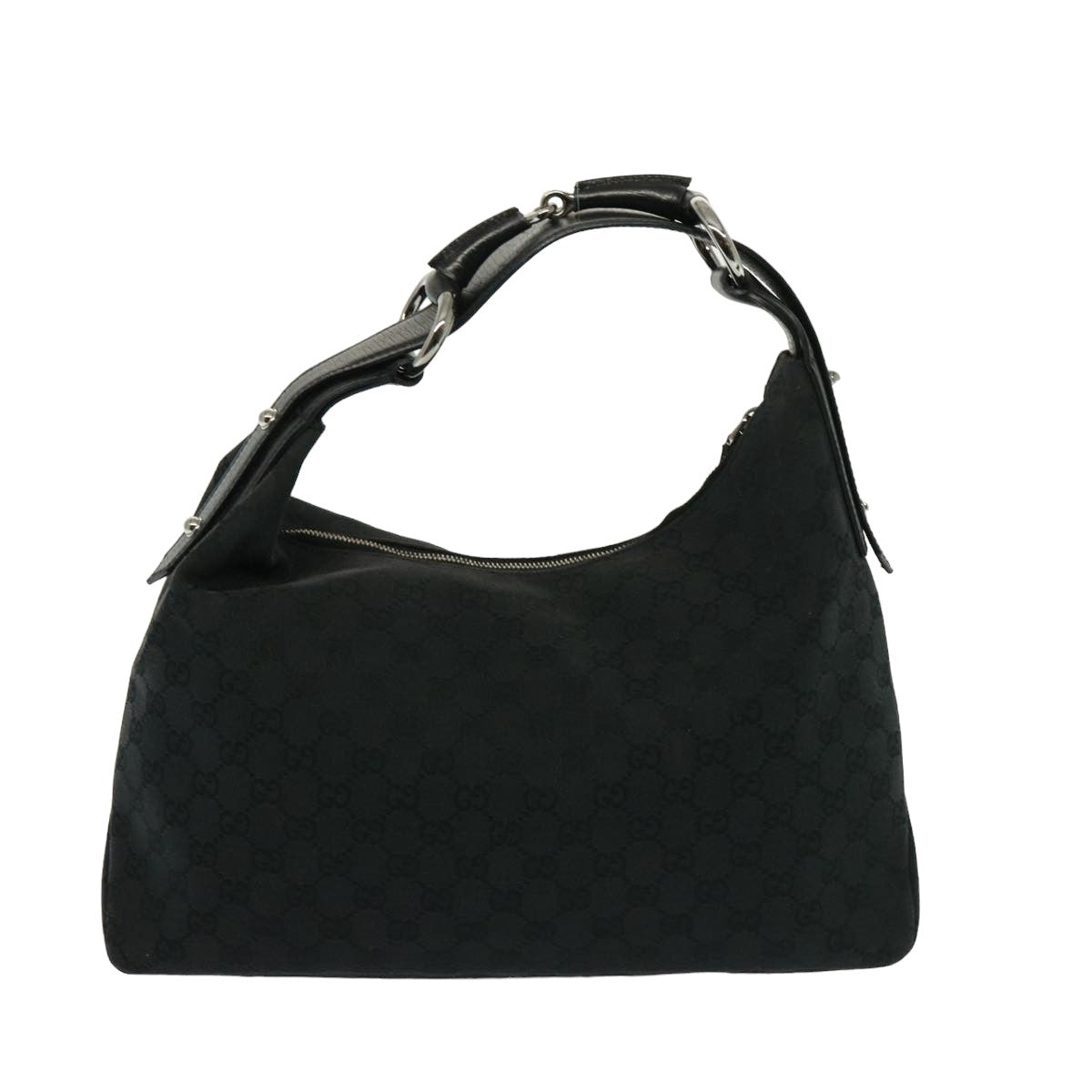 GUCCI GG Canvas Horsebit Shoulder Bag Black 115867 Auth yk13263 - 0