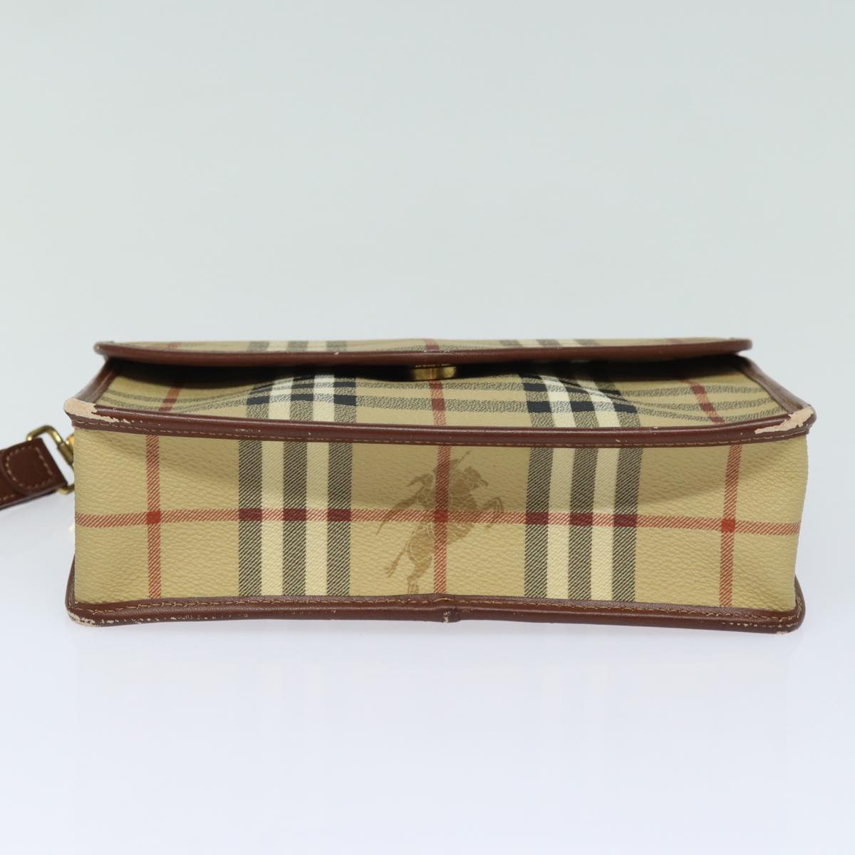 BURBERRY Nova Check Clutch Bag PVC Leather Beige Auth yk13265