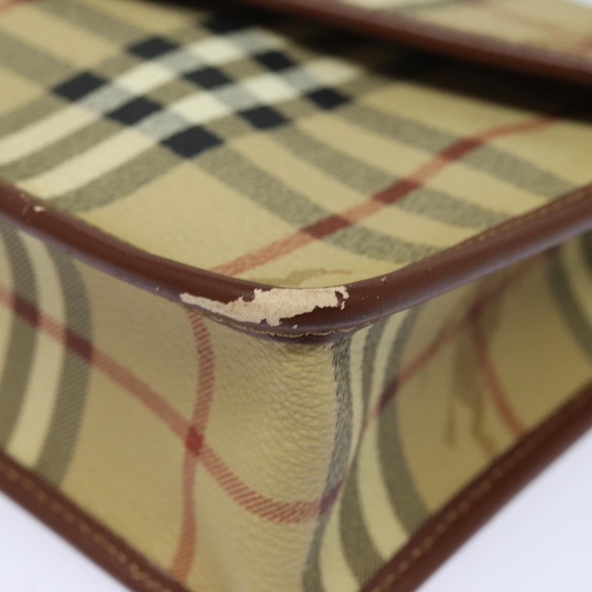 BURBERRY Nova Check Clutch Bag PVC Leather Beige Auth yk13265