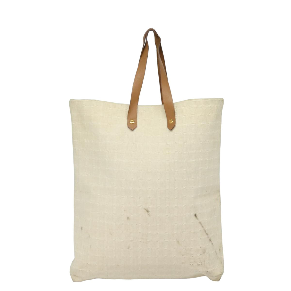 HERMES Amedaba GM Tote Bag Canvas White Beige Auth yk13268 - 0