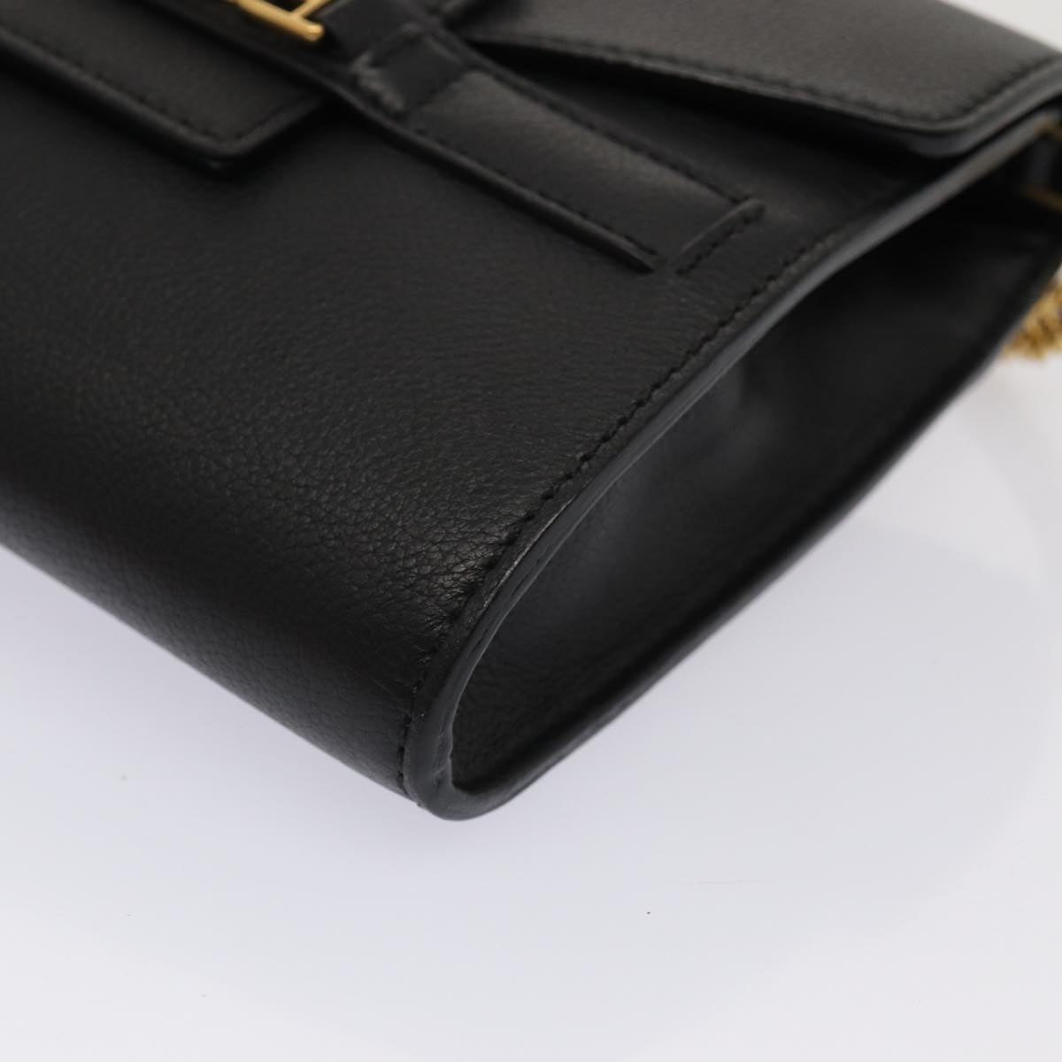 BALLY Shoulder Bag Leather Black Auth yk13281