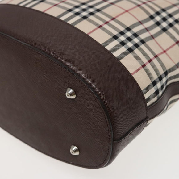 BURBERRY Nova Check Tote Bag Canvas Beige Auth yk13282