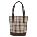 BURBERRY Nova Check Tote Bag Canvas Beige Auth yk13282-13