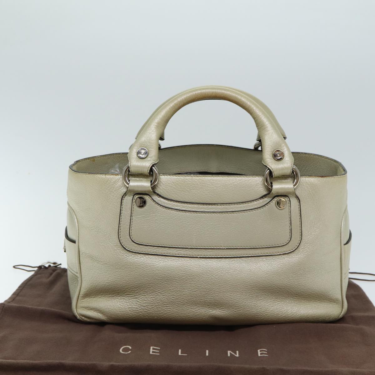 CELINE Boogie bag Hand Bag Leather Gold Tone Auth yk13299