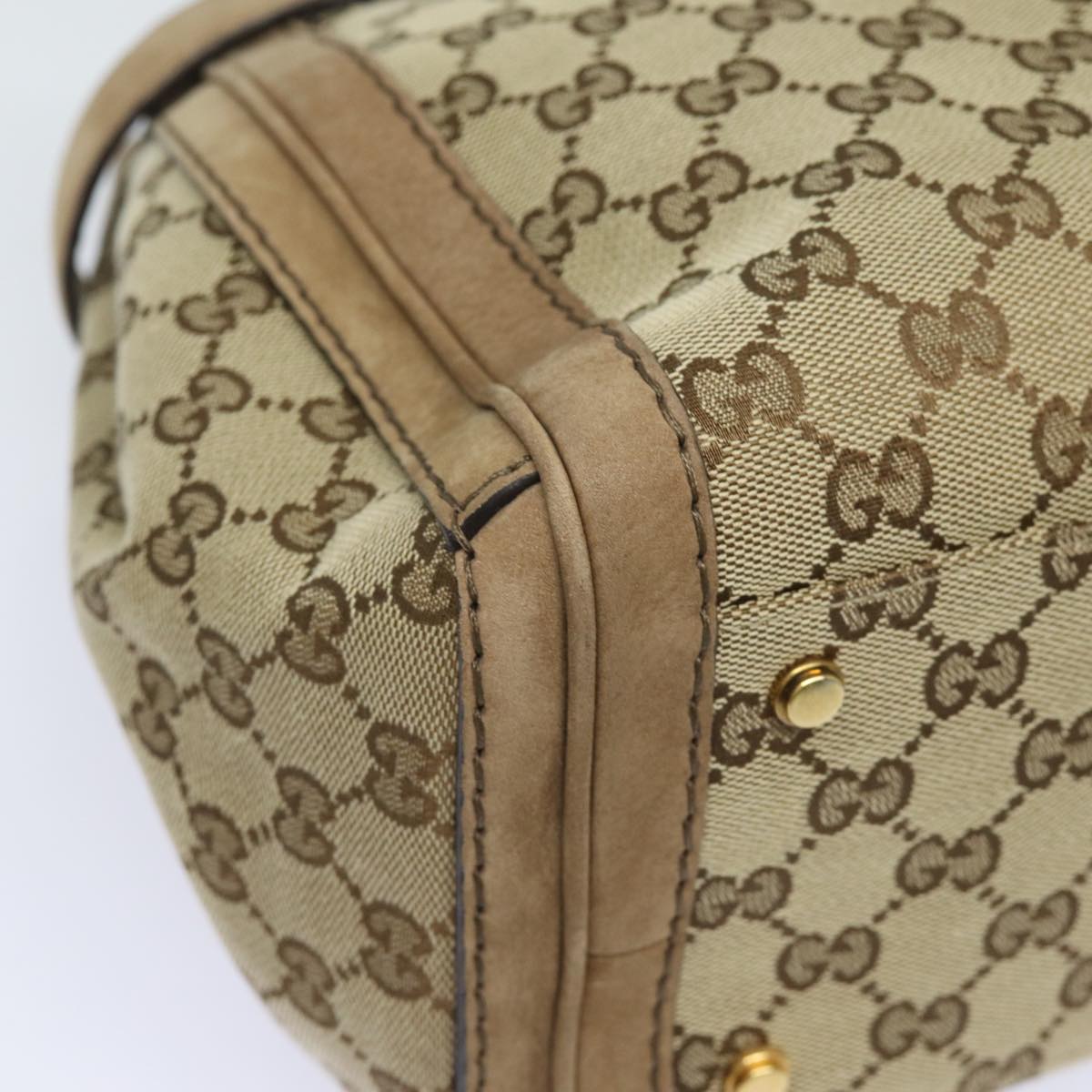 GUCCI GG Canvas Running Hand Bag Beige 247183 Auth yk13303