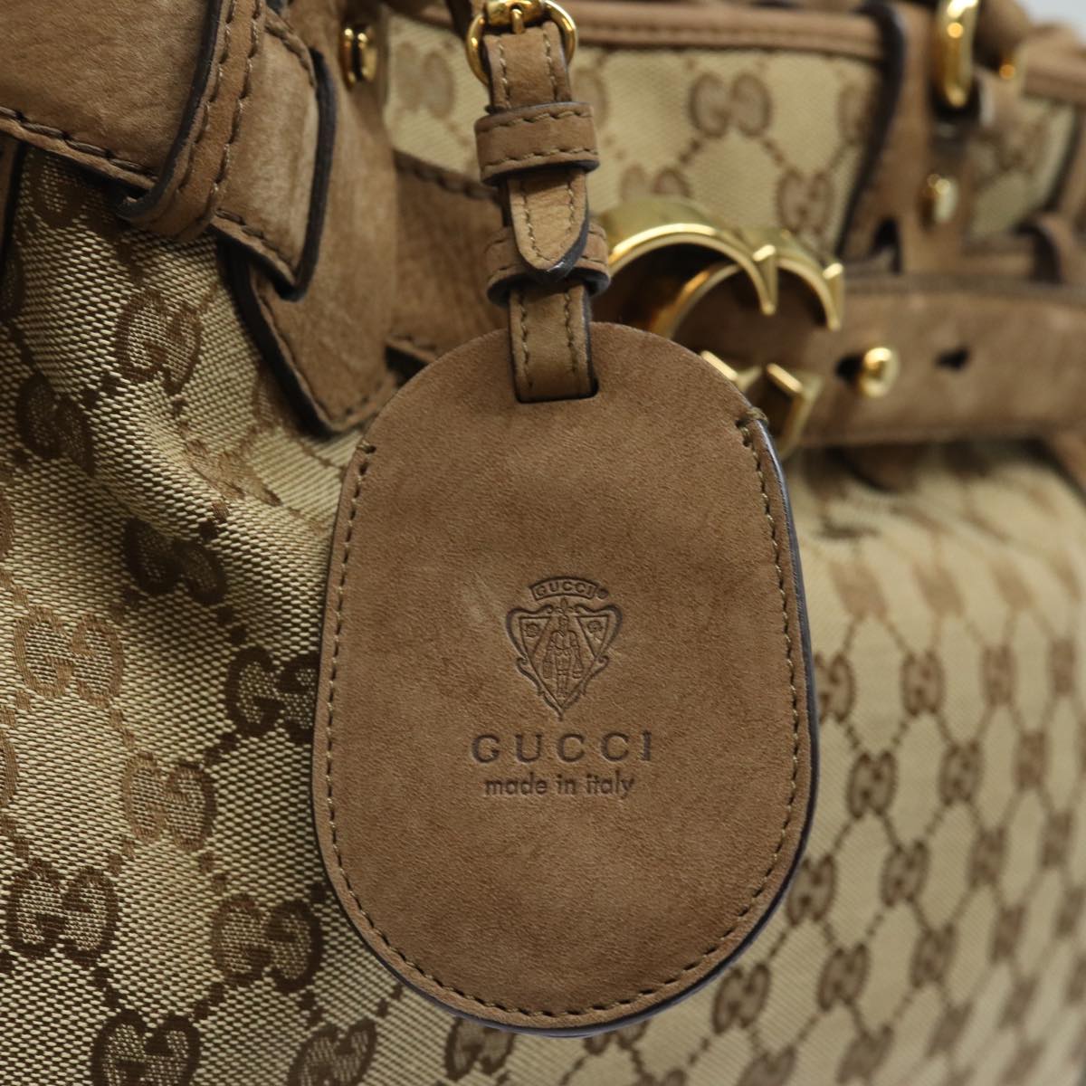 GUCCI GG Canvas Running Hand Bag Beige 247183 Auth yk13303