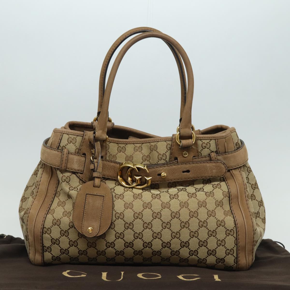 GUCCI GG Canvas Running Hand Bag Beige 247183 Auth yk13303