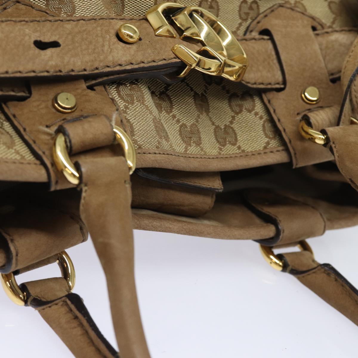 GUCCI GG Canvas Running Hand Bag Beige 247183 Auth yk13303