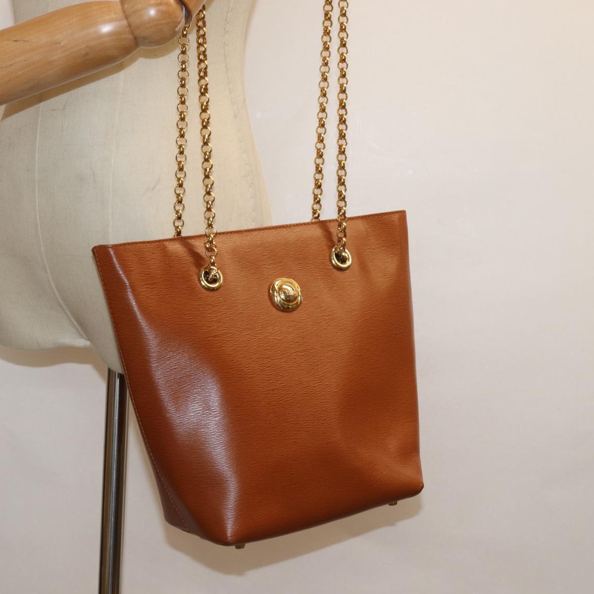 Chloe Chain Shoulder Bag Leather Brown Auth yk13311