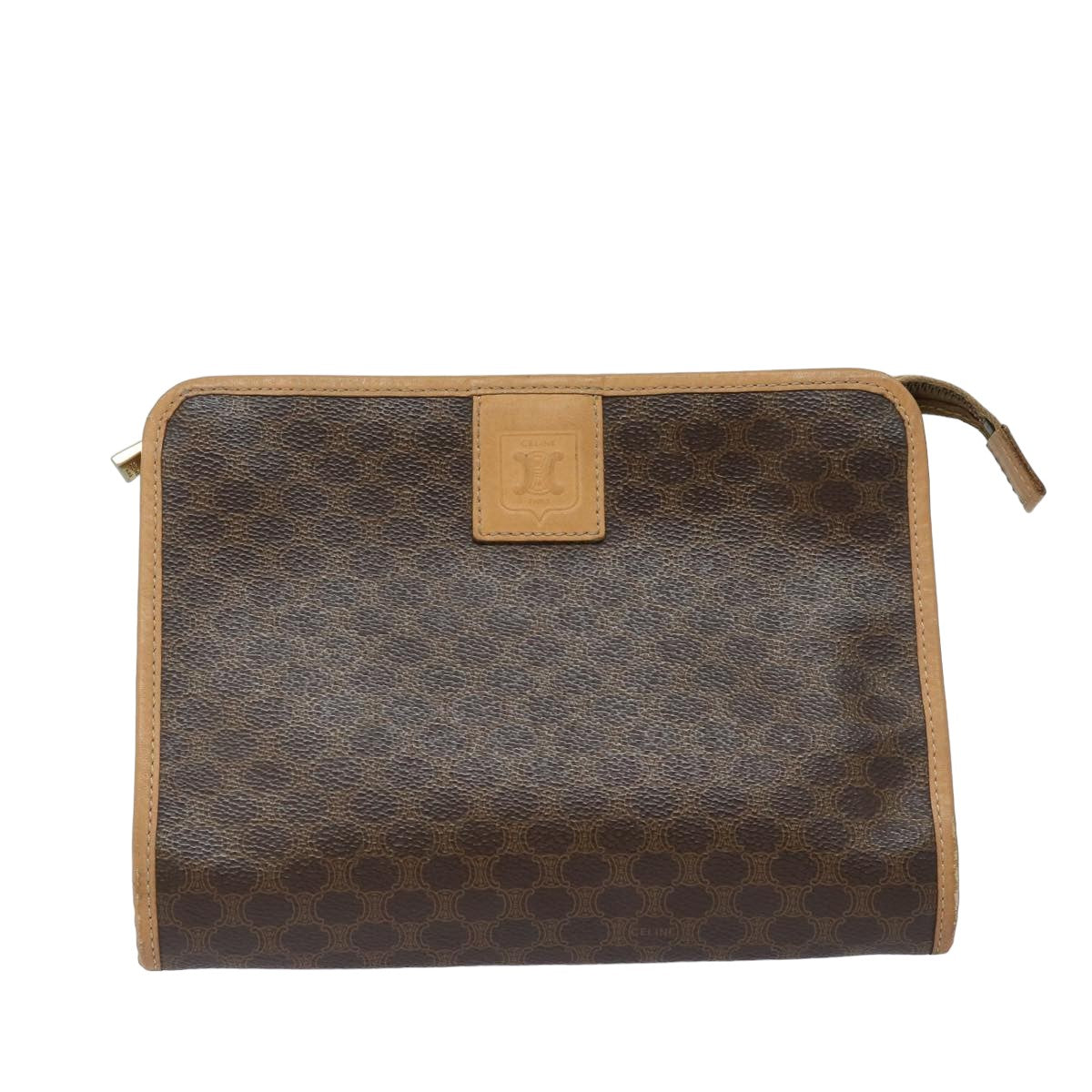 CELINE Macadam Canvas Clutch Bag PVC Brown Auth yk13315 - 0