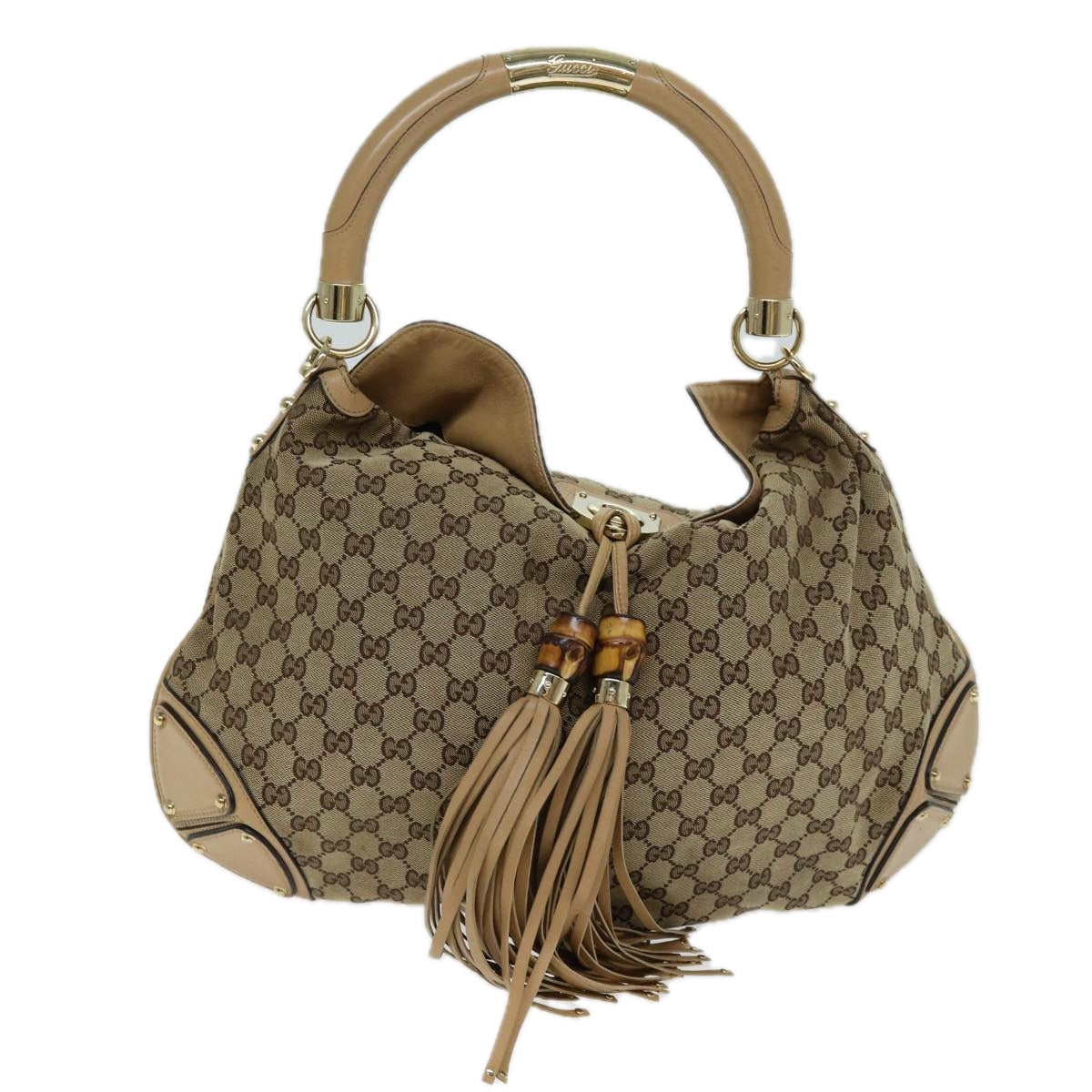 GUCCI GG Canvas Indy Hand Bag 2way Beige 182888 Auth yk13331 - 0