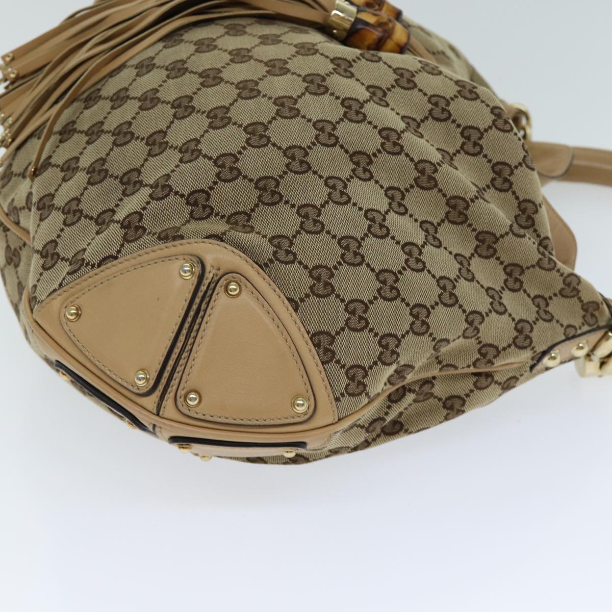 GUCCI GG Canvas Indy Hand Bag 2way Beige 182888 Auth yk13331