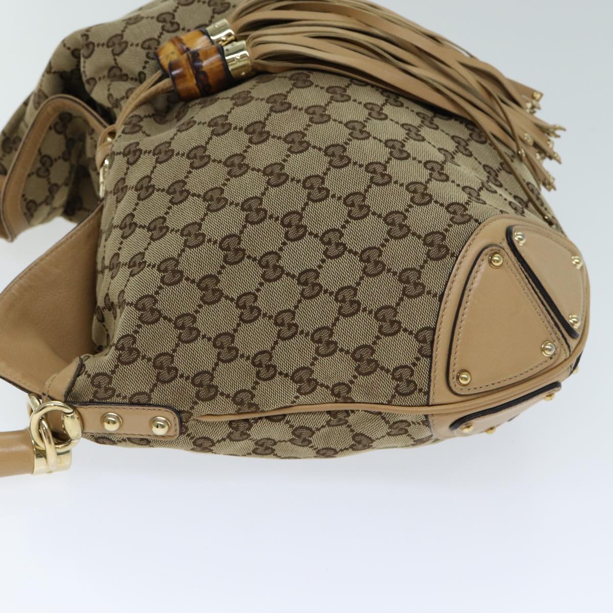 GUCCI GG Canvas Indy Hand Bag 2way Beige 182888 Auth yk13331