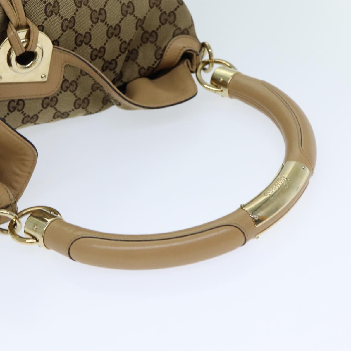 GUCCI GG Canvas Indy Hand Bag 2way Beige 182888 Auth yk13331