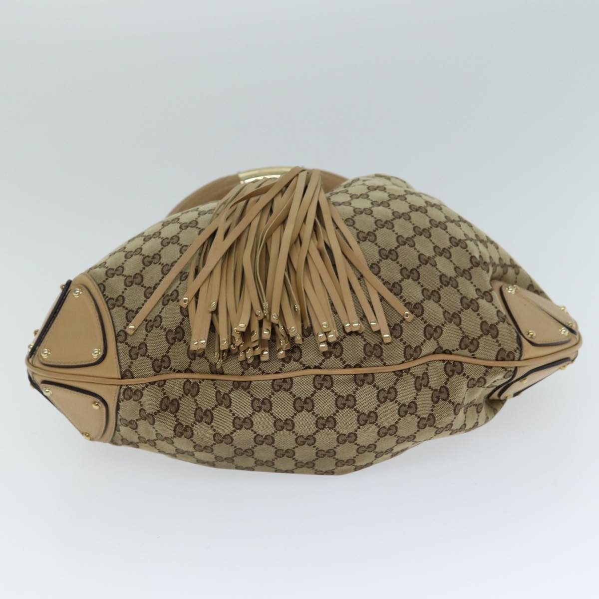 GUCCI GG Canvas Indy Hand Bag 2way Beige 182888 Auth yk13331