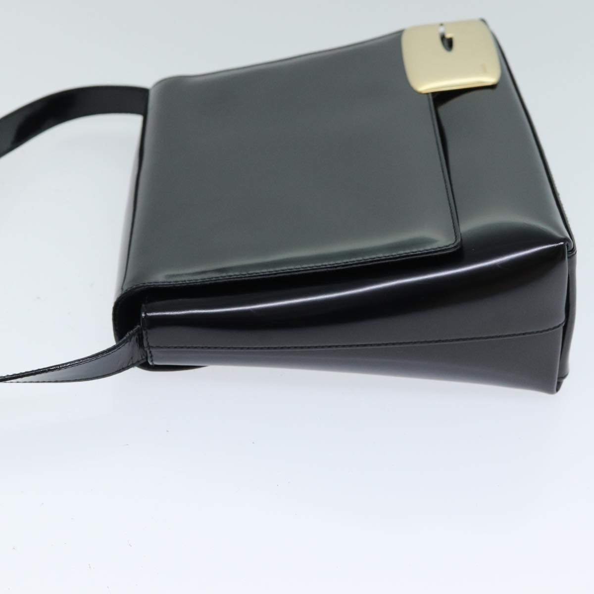 GUCCI Shoulder Bag Enamel Black 001 3444 1812 Auth yk13332