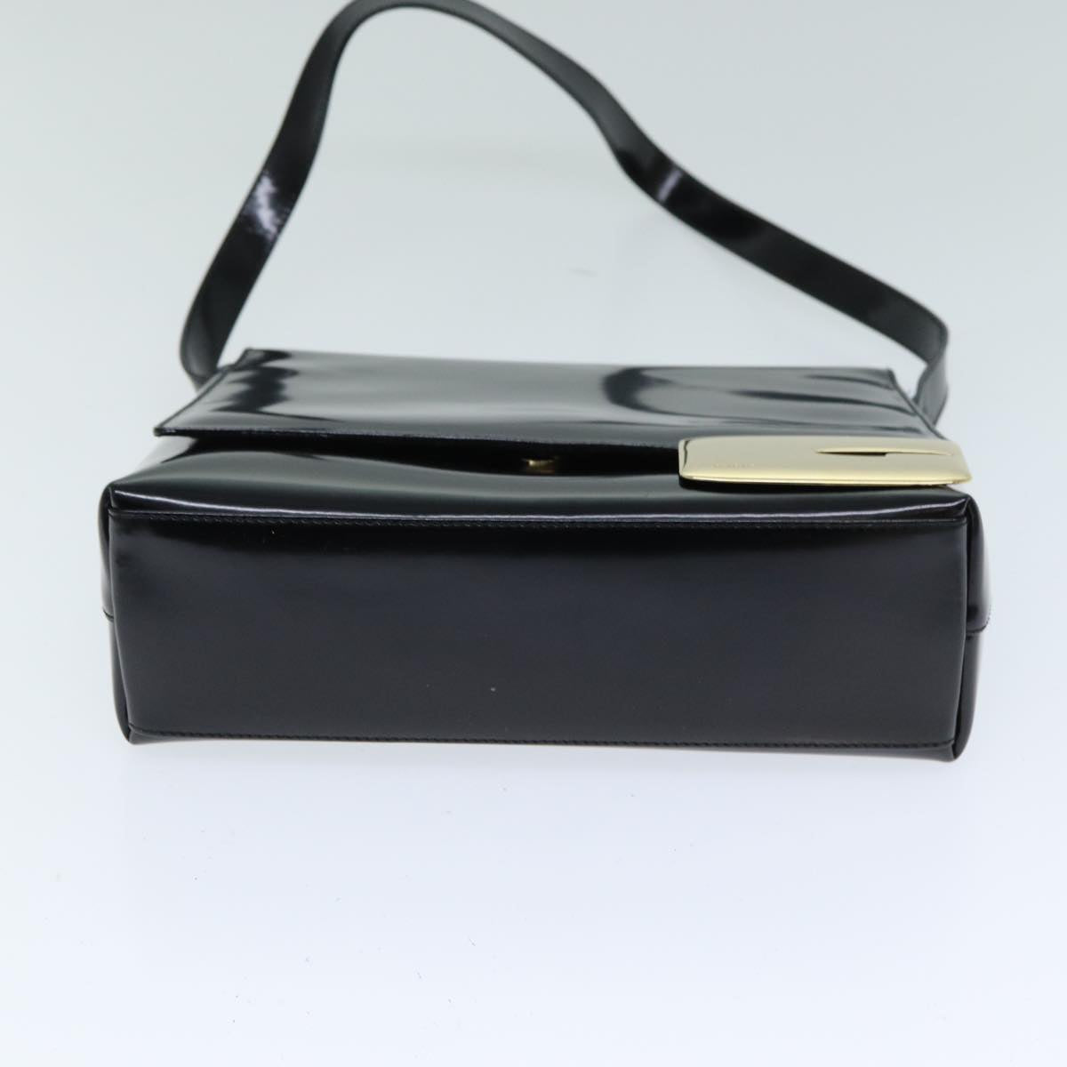 GUCCI Shoulder Bag Enamel Black 001 3444 1812 Auth yk13332