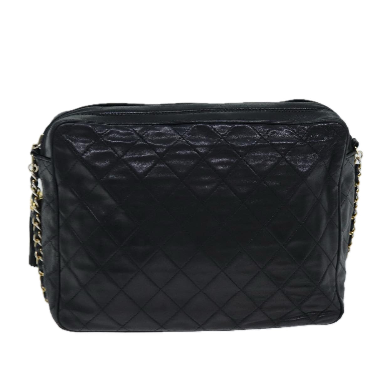 CHANEL Matelasse Chain Shoulder Bag Lamb Skin Black CC Auth yk13348