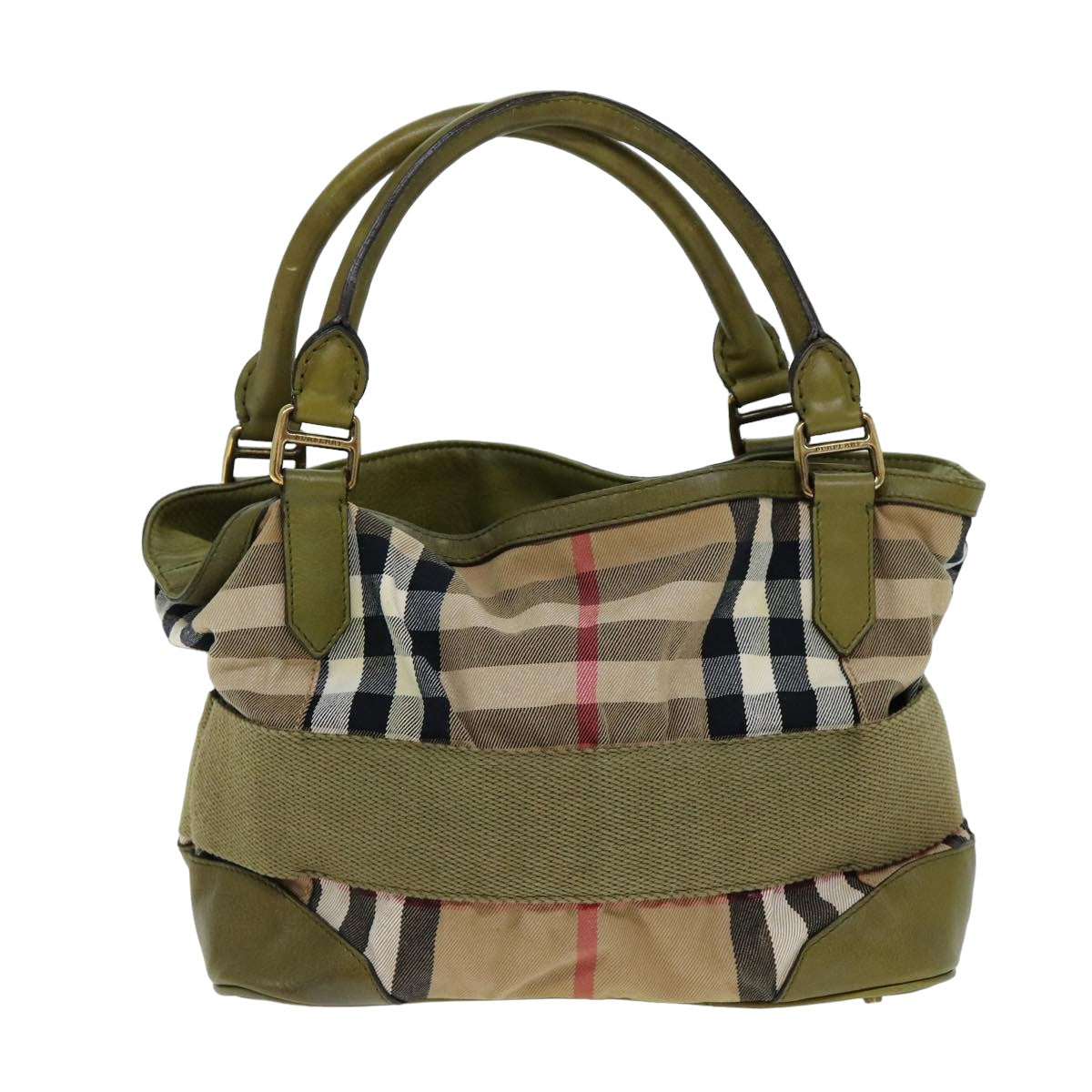 BURBERRY Nova Check Hand Bag Canvas 2way Beige Auth yk13354 - 0