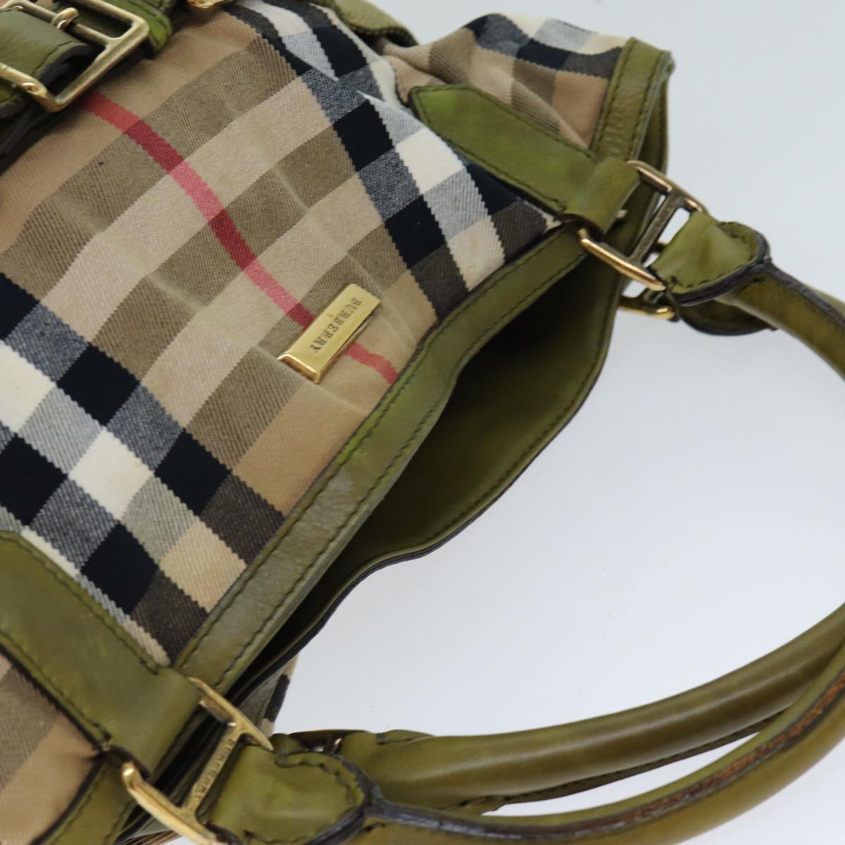 BURBERRY Nova Check Hand Bag Canvas 2way Beige Auth yk13354