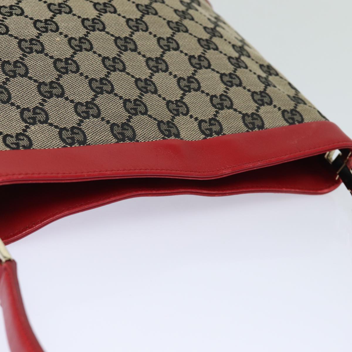 GUCCI GG Canvas Shoulder Bag Beige Red 001 4231 Auth yk13379