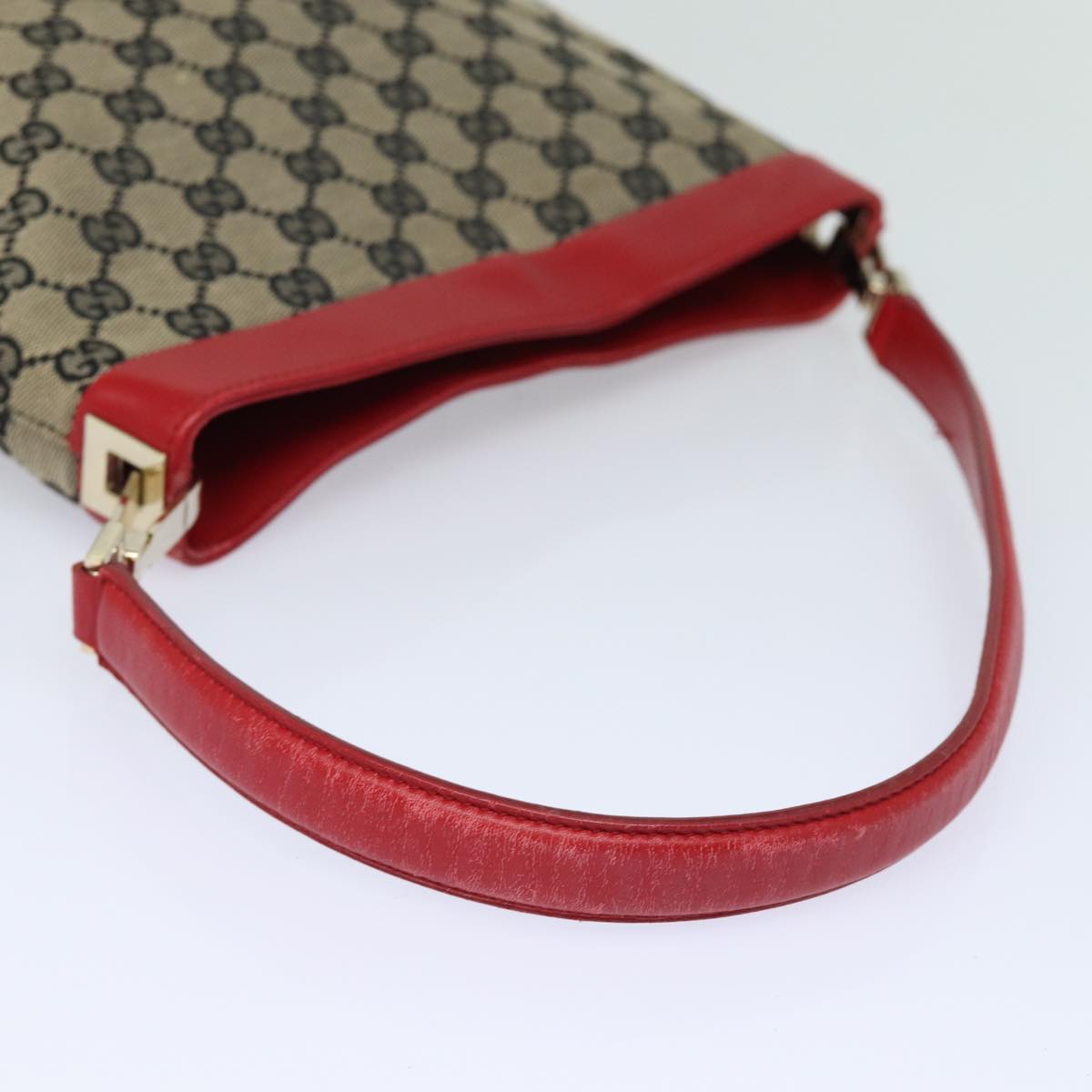 GUCCI GG Canvas Shoulder Bag Beige Red 001 4231 Auth yk13379