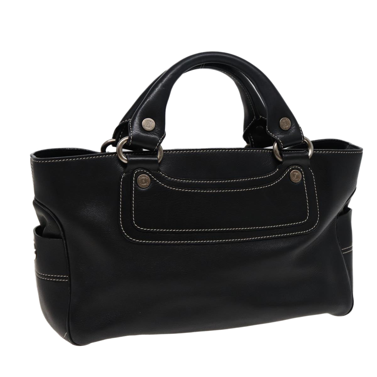 CELINE Boogie bag Hand Bag Leather Black Auth yk13395