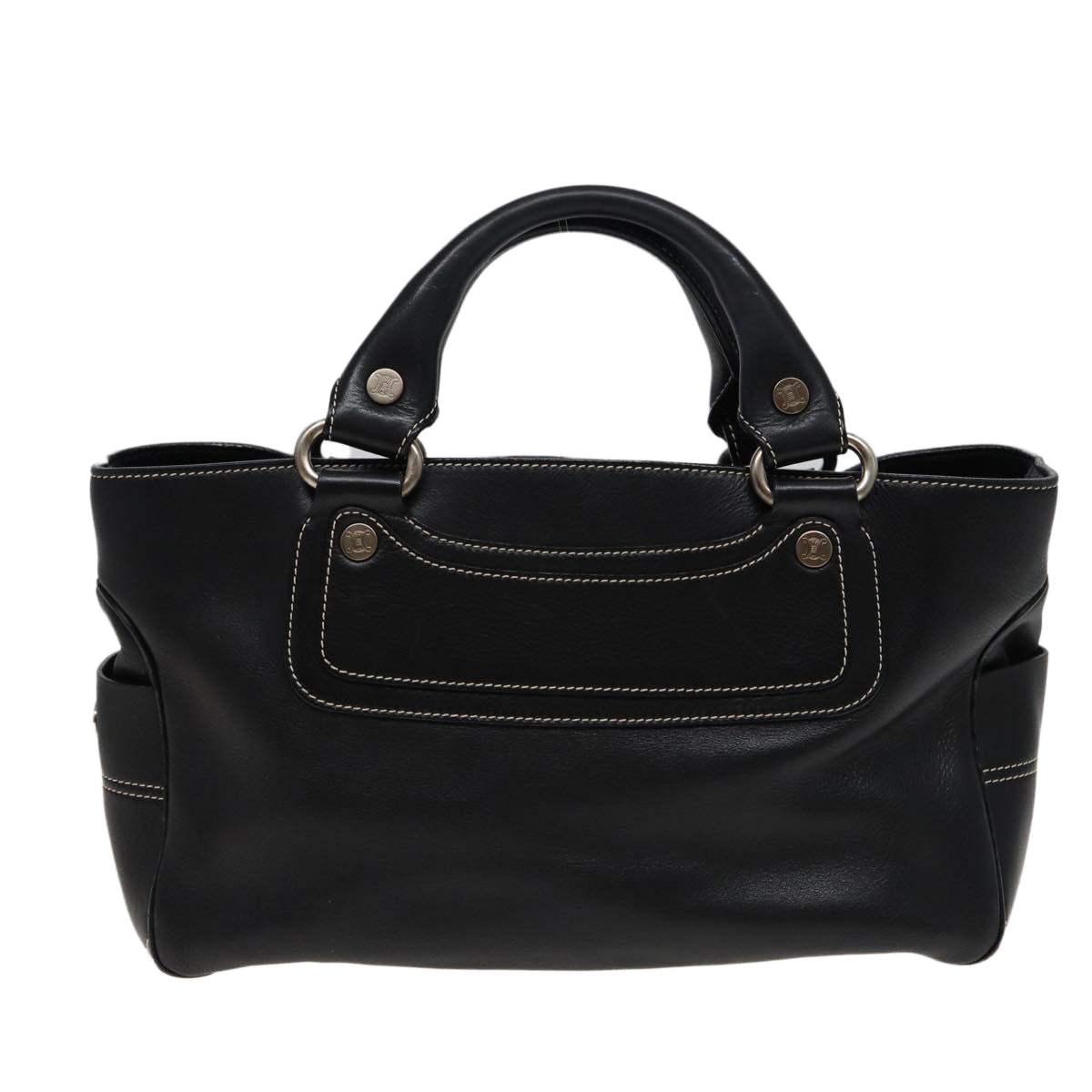 CELINE Boogie bag Hand Bag Leather Black Auth yk13395