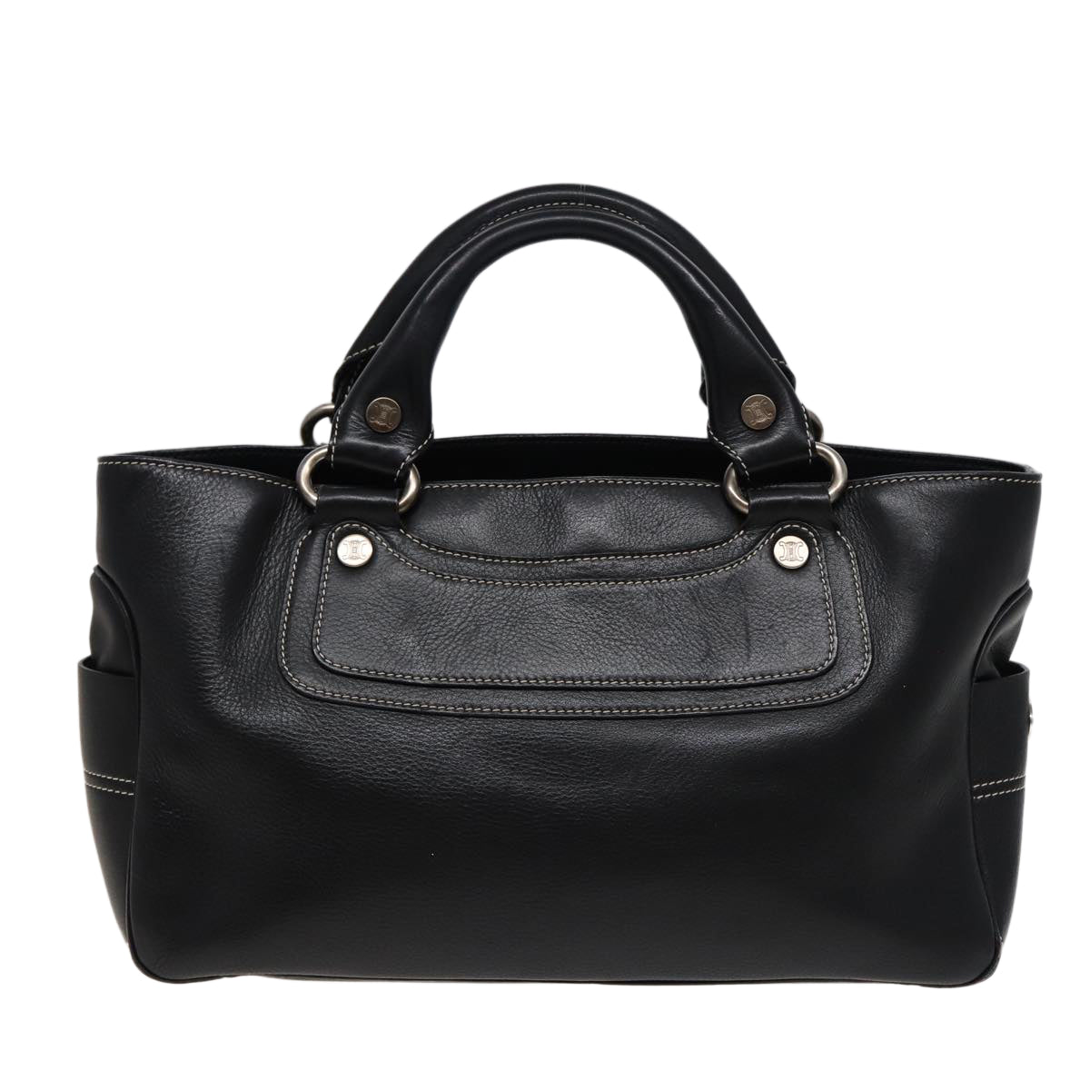 CELINE Boogie bag Hand Bag Leather Black Auth yk13395 - 0