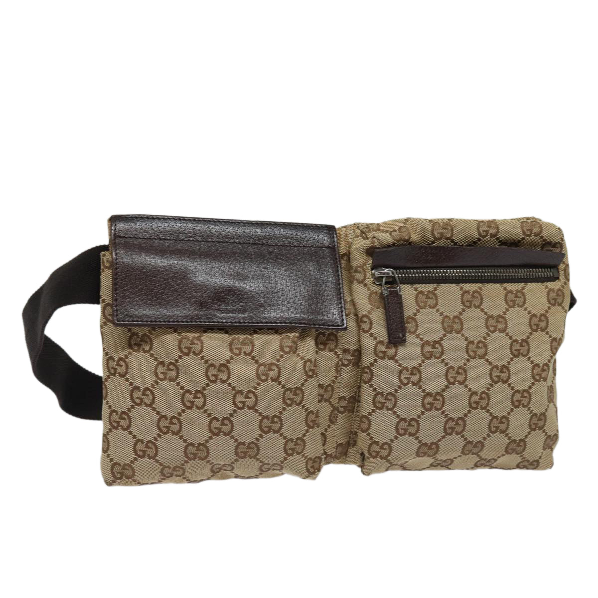 GUCCI GG Canvas Waist bag Beige 28566 Auth yk13396