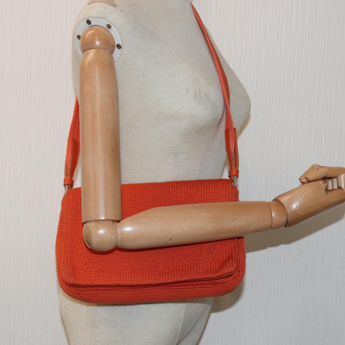 PRADA Shoulder Bag Cotton Orange Auth yk13421