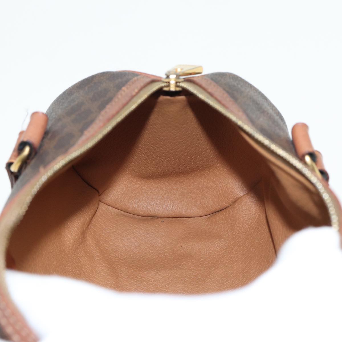 CELINE Macadam Canvas Hand Bag PVC Leather Brown Auth yk13425