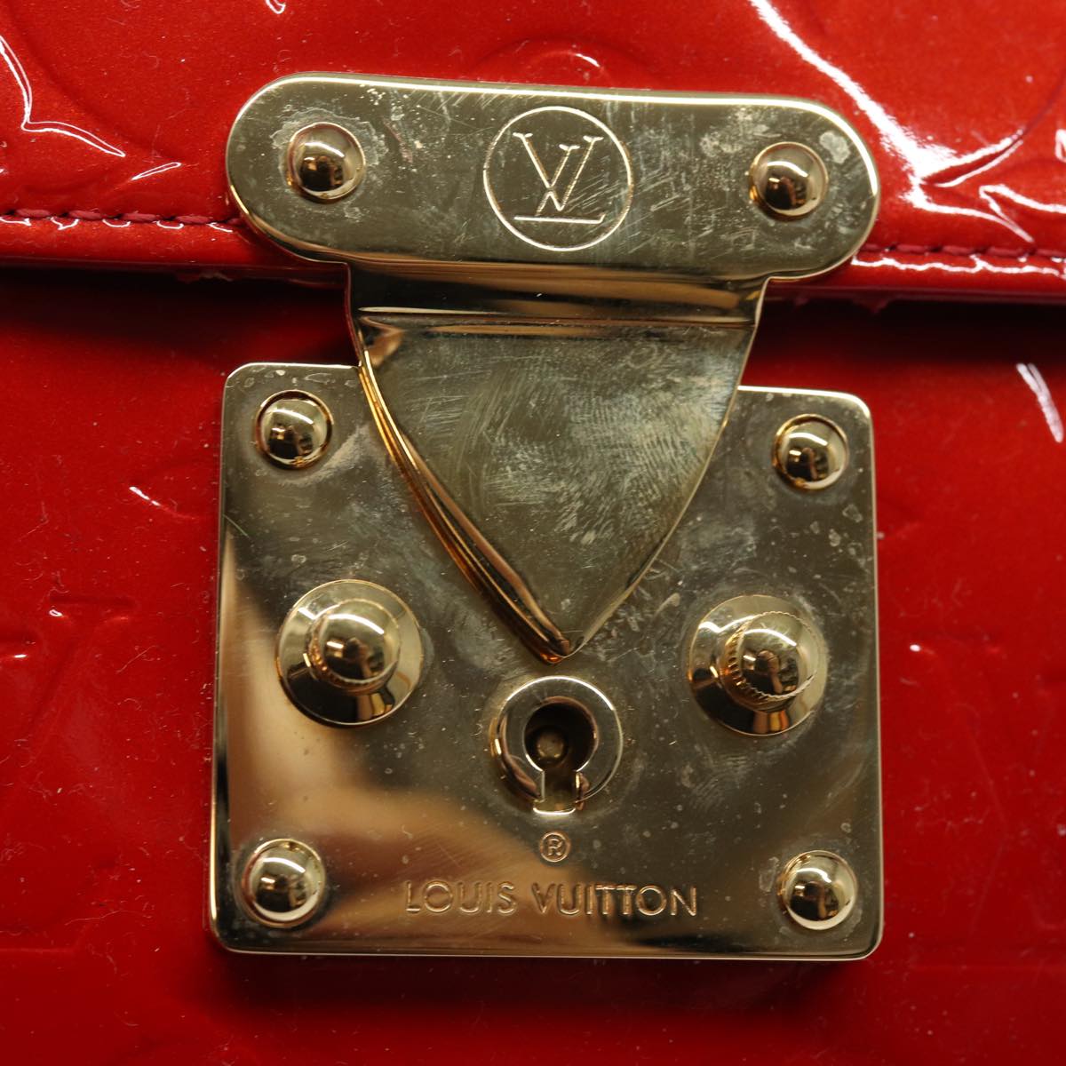 LOUIS VUITTON Monogram Vernis Spring Street Hand Bag Red M91135 LV Auth yk13451