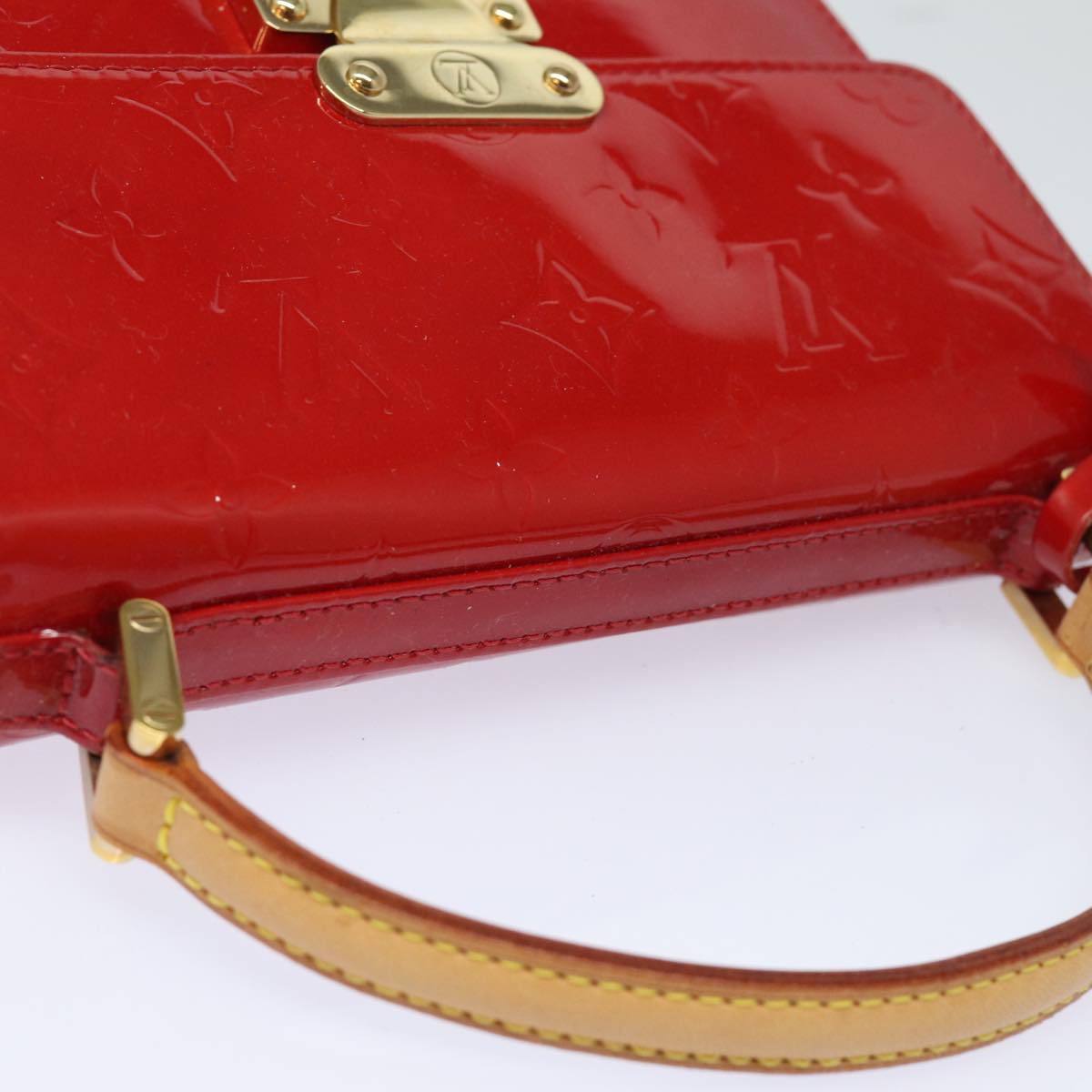 LOUIS VUITTON Monogram Vernis Spring Street Hand Bag Red M91135 LV Auth yk13451