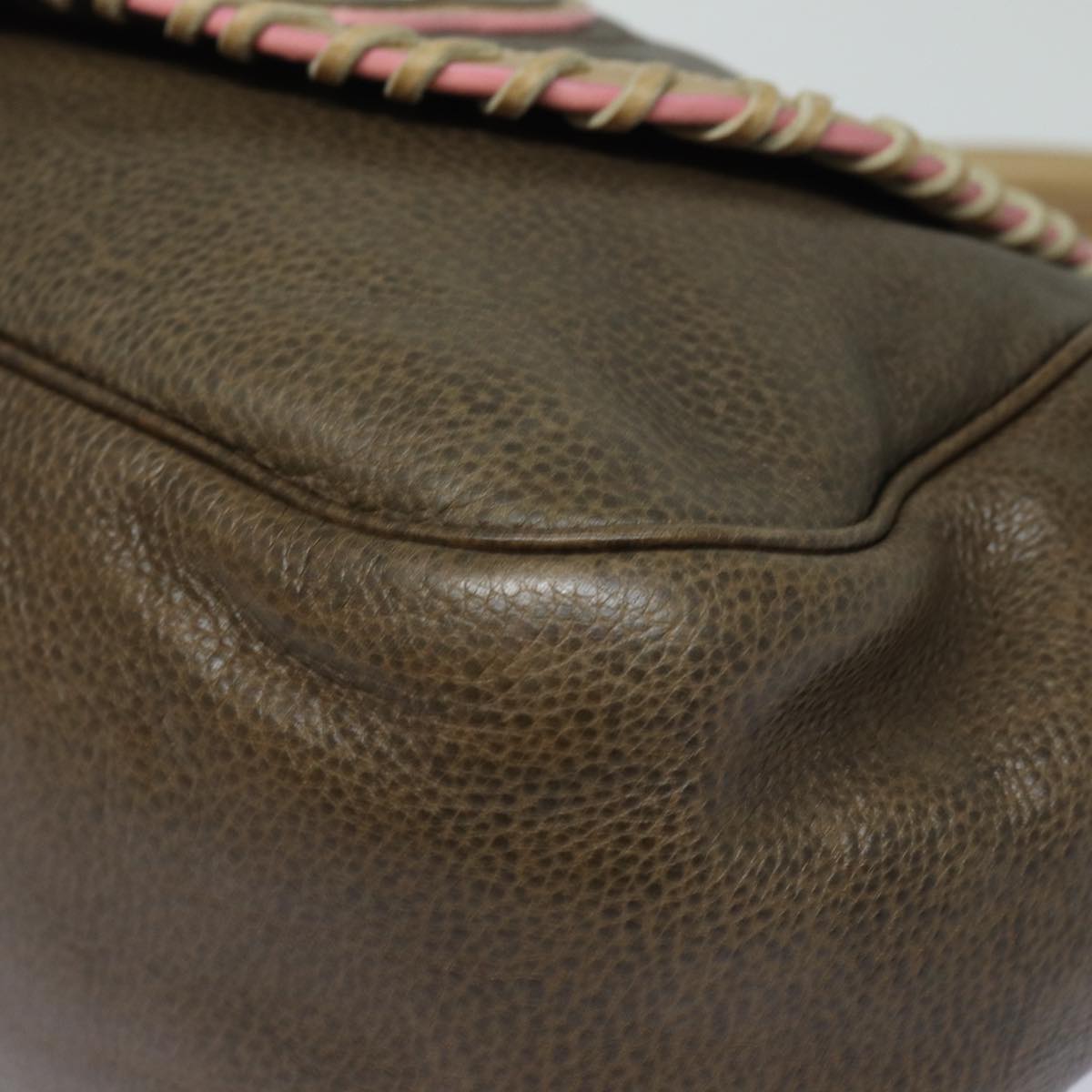 LOEWE Hand Bag Leather Brown Auth yk13453