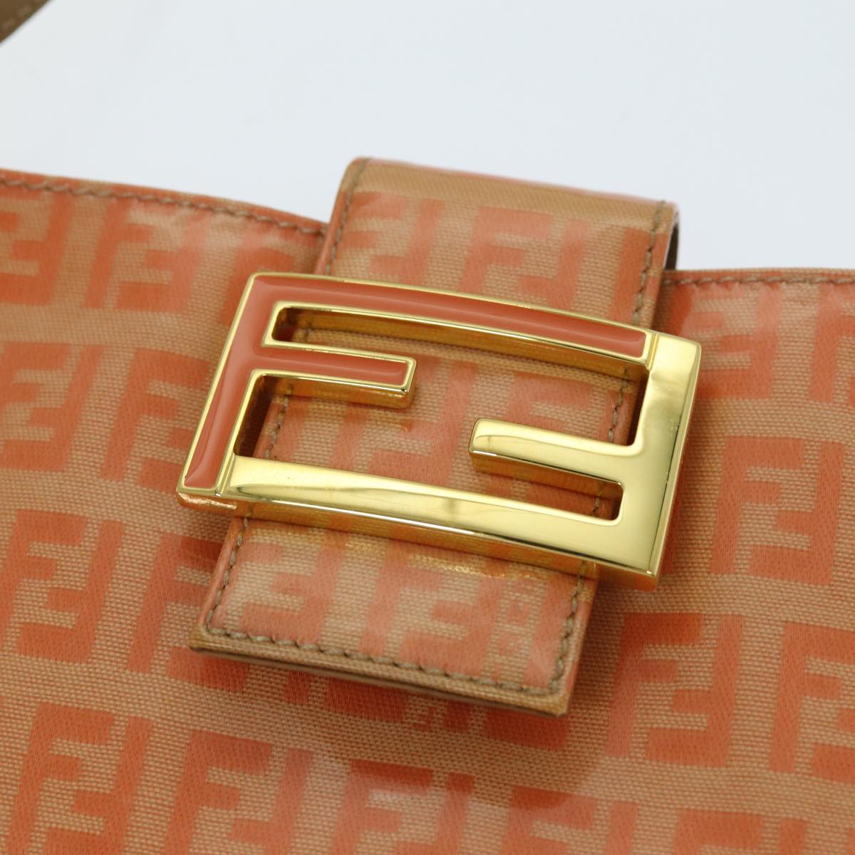 FENDI Mamma Baguette Zucchino Shoulder Bag Enamel Orange Auth yk13461