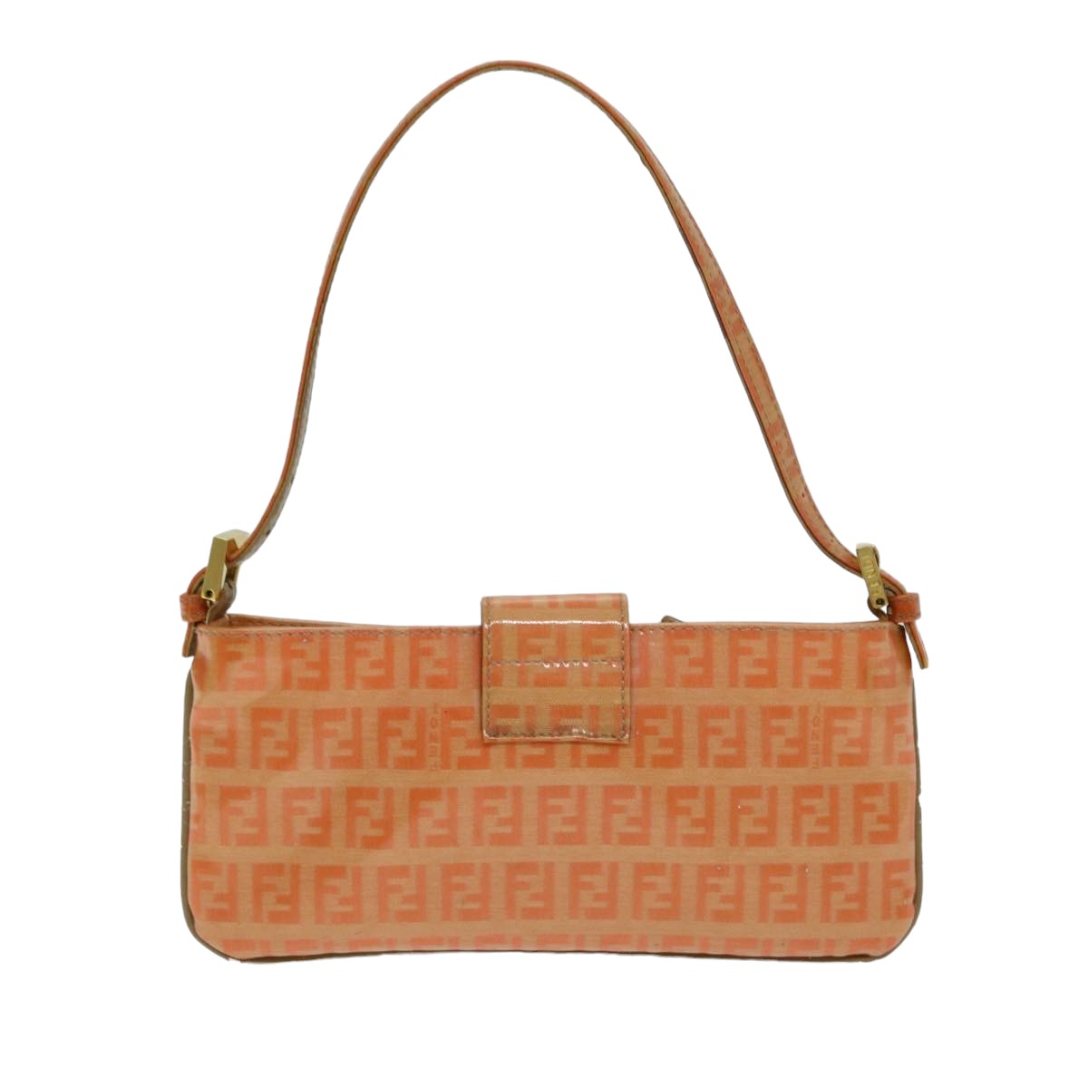 FENDI Mamma Baguette Zucchino Shoulder Bag Enamel Orange Auth yk13461