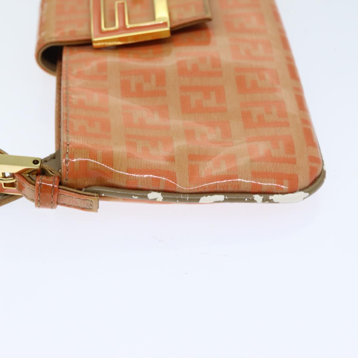 FENDI Mamma Baguette Zucchino Shoulder Bag Enamel Orange Auth yk13461