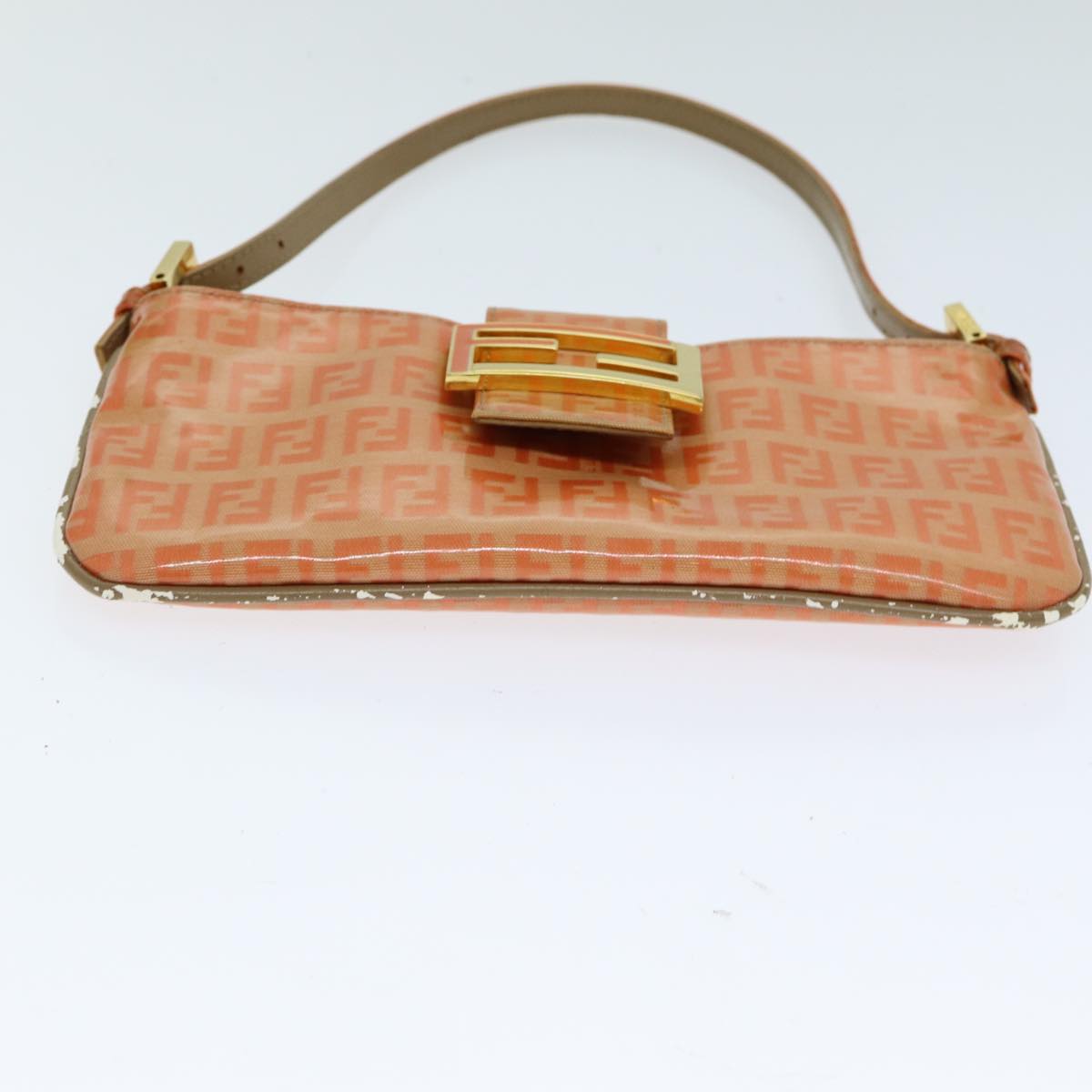 FENDI Mamma Baguette Zucchino Shoulder Bag Enamel Orange Auth yk13461