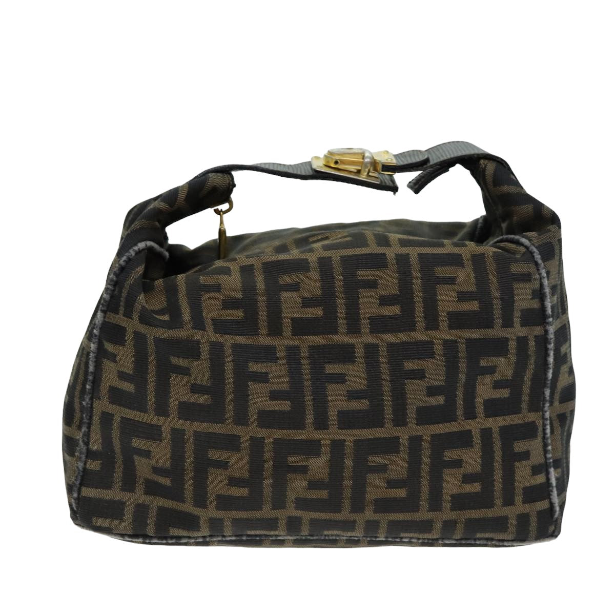 FENDI Zucca Canvas Hand Bag Brown Black Auth yk13473