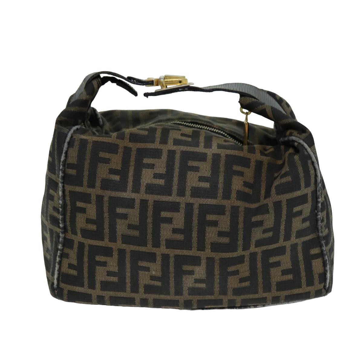 FENDI Zucca Canvas Hand Bag Brown Black Auth yk13473 - 0