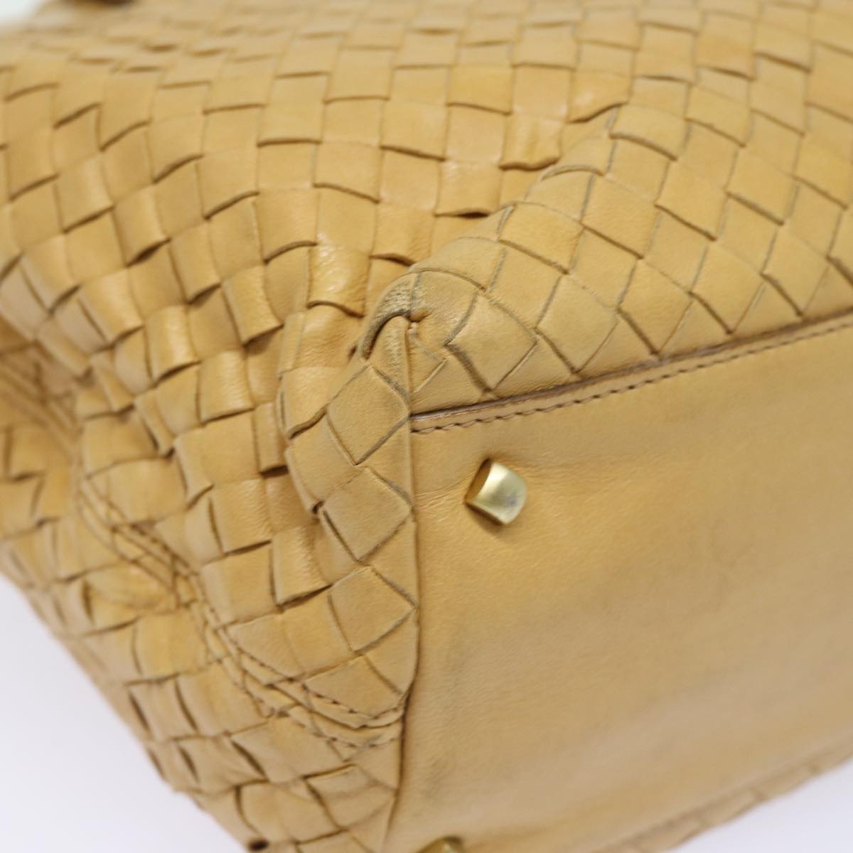 BOTTEGA VENETA INTRECCIATO Hand Bag Leather Beige Auth yk13483